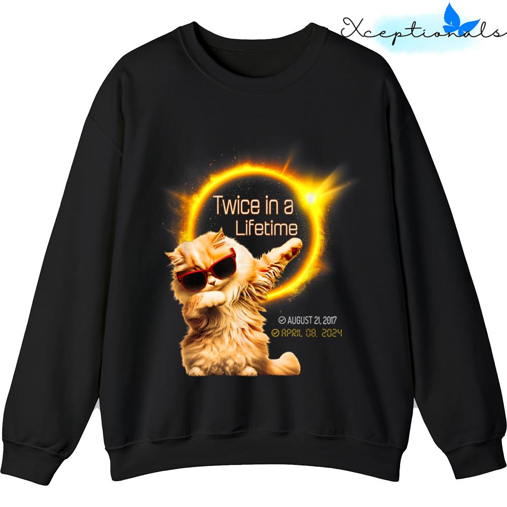 Dabbing Cat Twice In Lifetime Solar Eclipse April 04.08.24 Sweater Sweatshirt