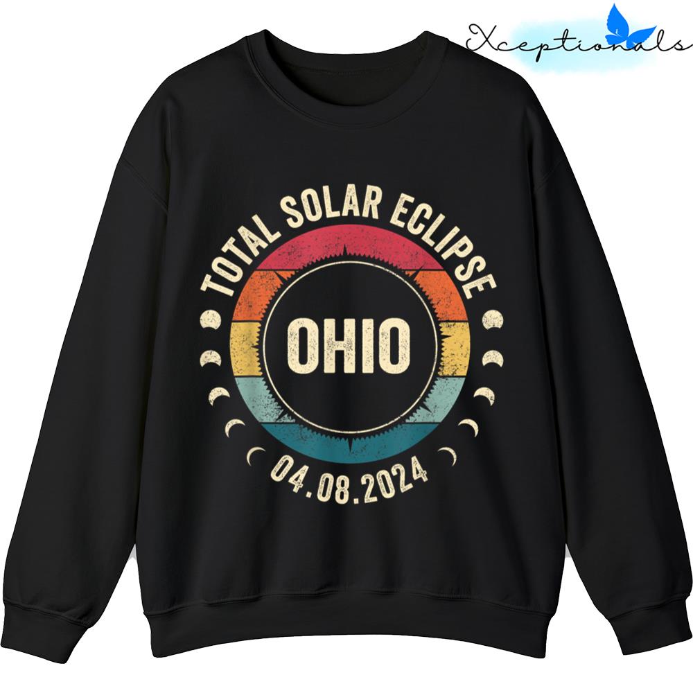 Retro Total Solar Eclipse April 8 2024 State Ohio 4.08.24 Sweater Sweatshirt