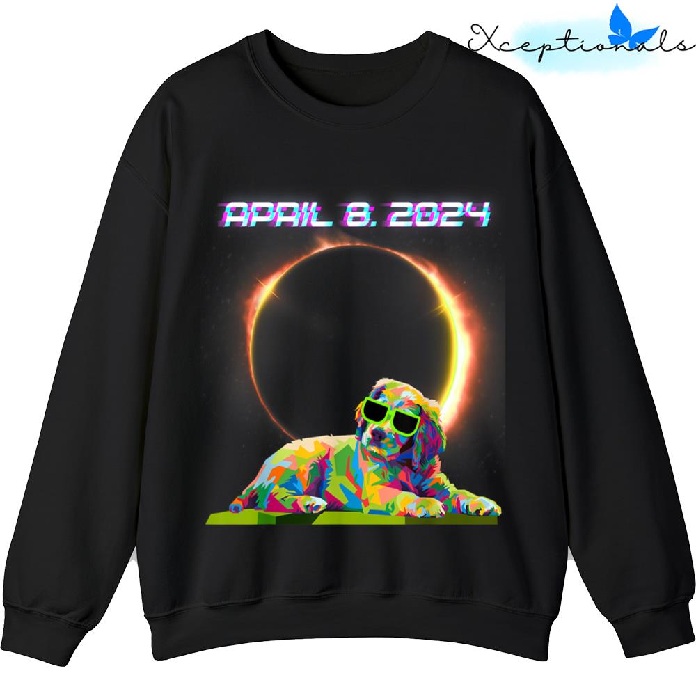 Solar Eclipse Shirt 2024 April 8 Dog Solar Eclipse Glasses Sweater Sweatshirt