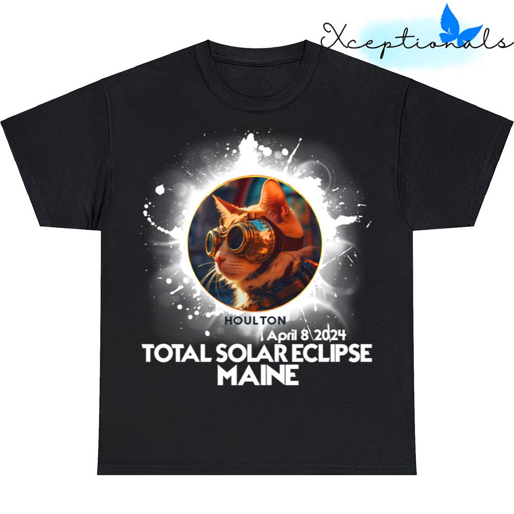Total Solar Eclipse Cat Houlton Maine 2024 Astronomy Cat T Shirt