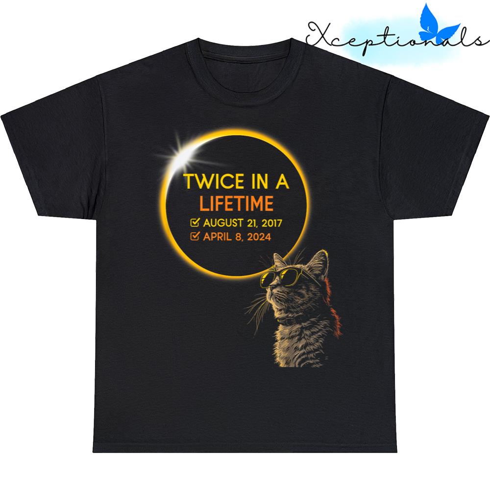 Twice In Lifetime Total Solar Eclipse April 08 2024 Cat T Shirt